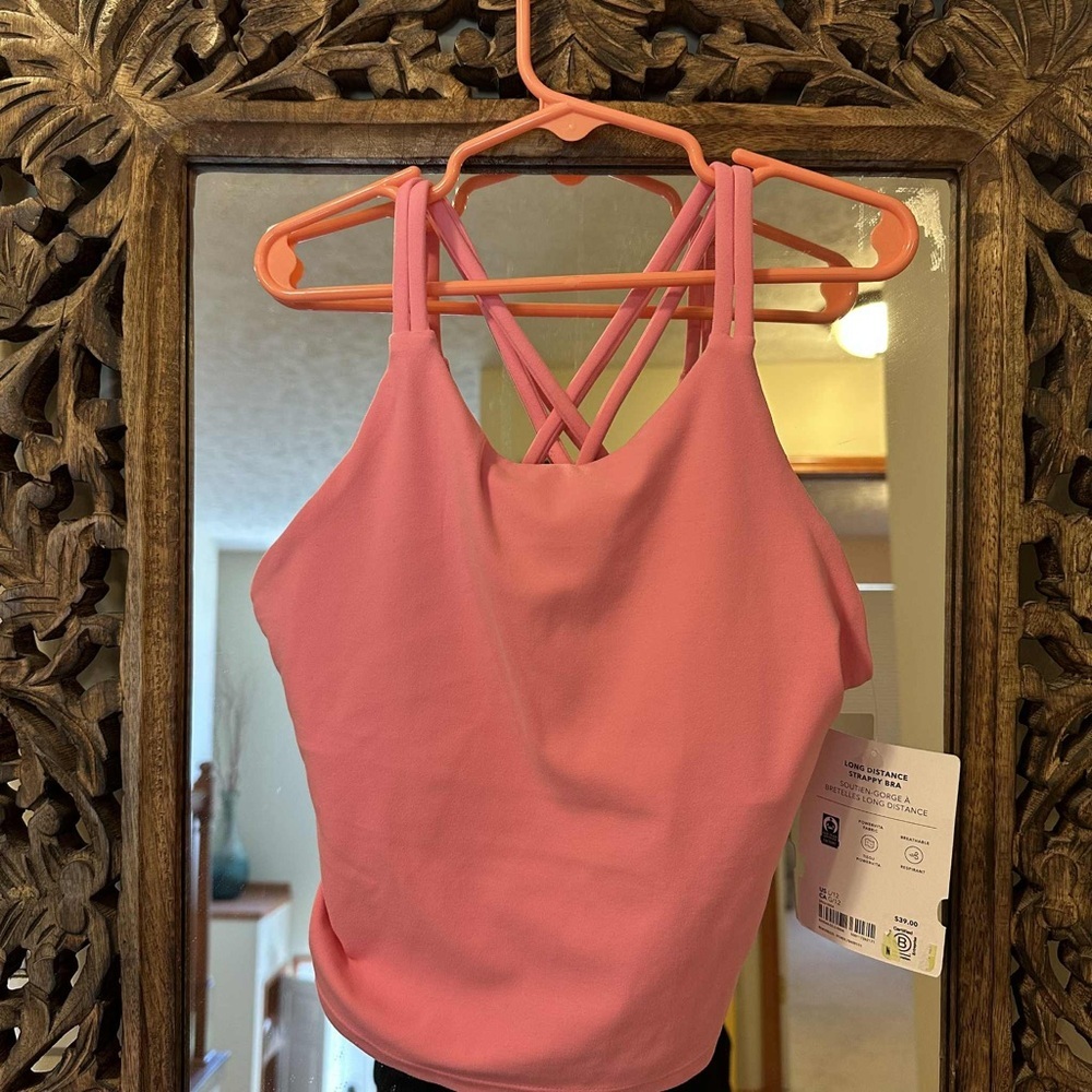 Athleta Girl Large 12 Girls Pink Long Distance Strappy Bra